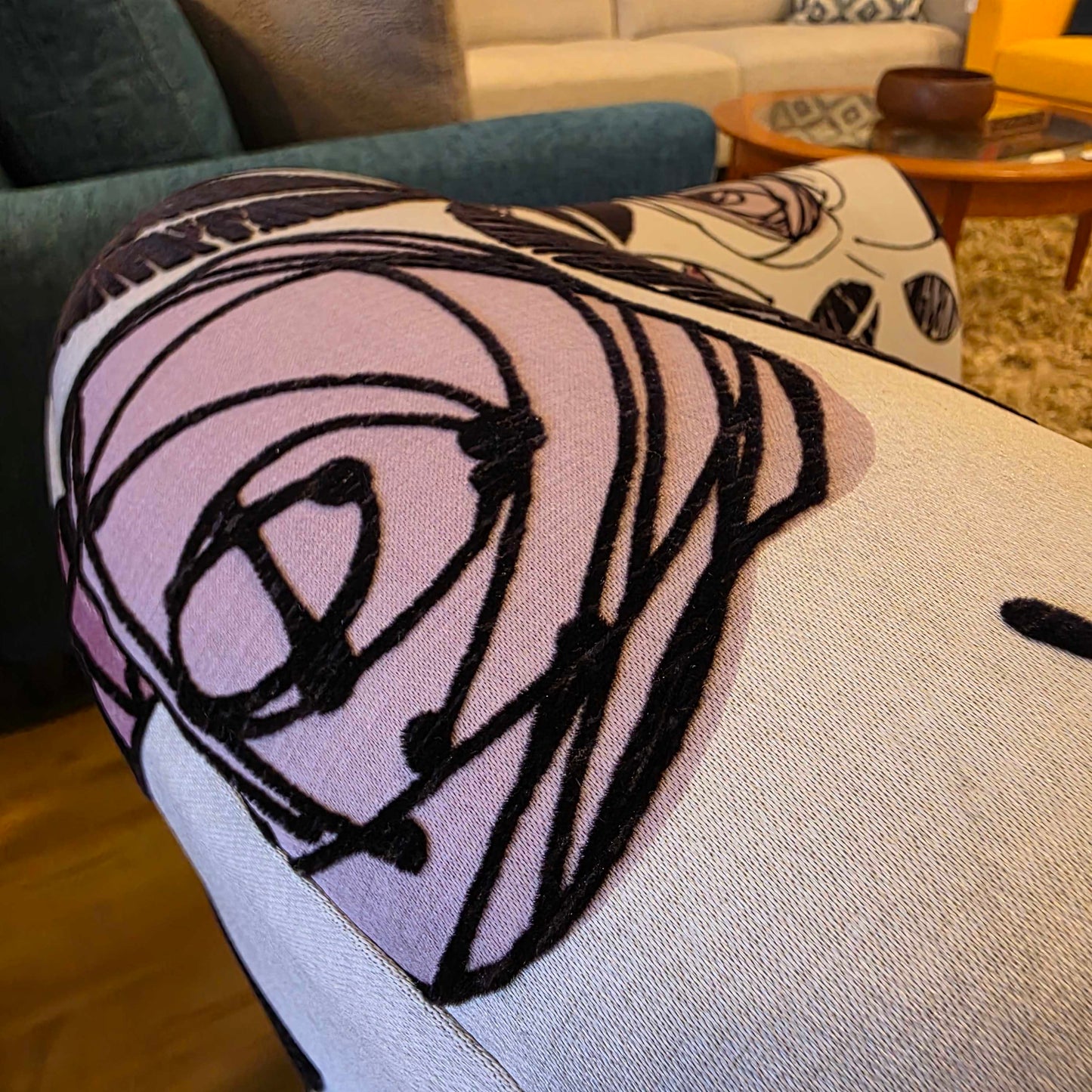 Purple Roses Sketch Design Barrel Glider Chair