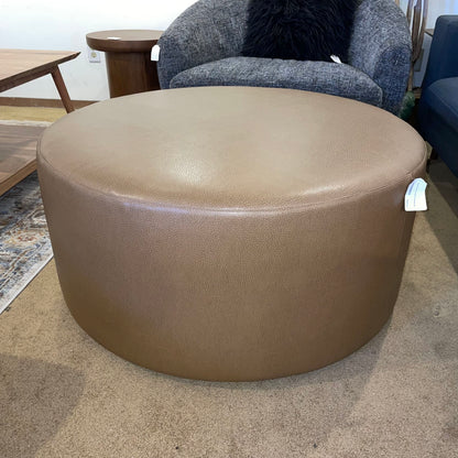 Round Faux Leather Ottoman U OTTOMANS