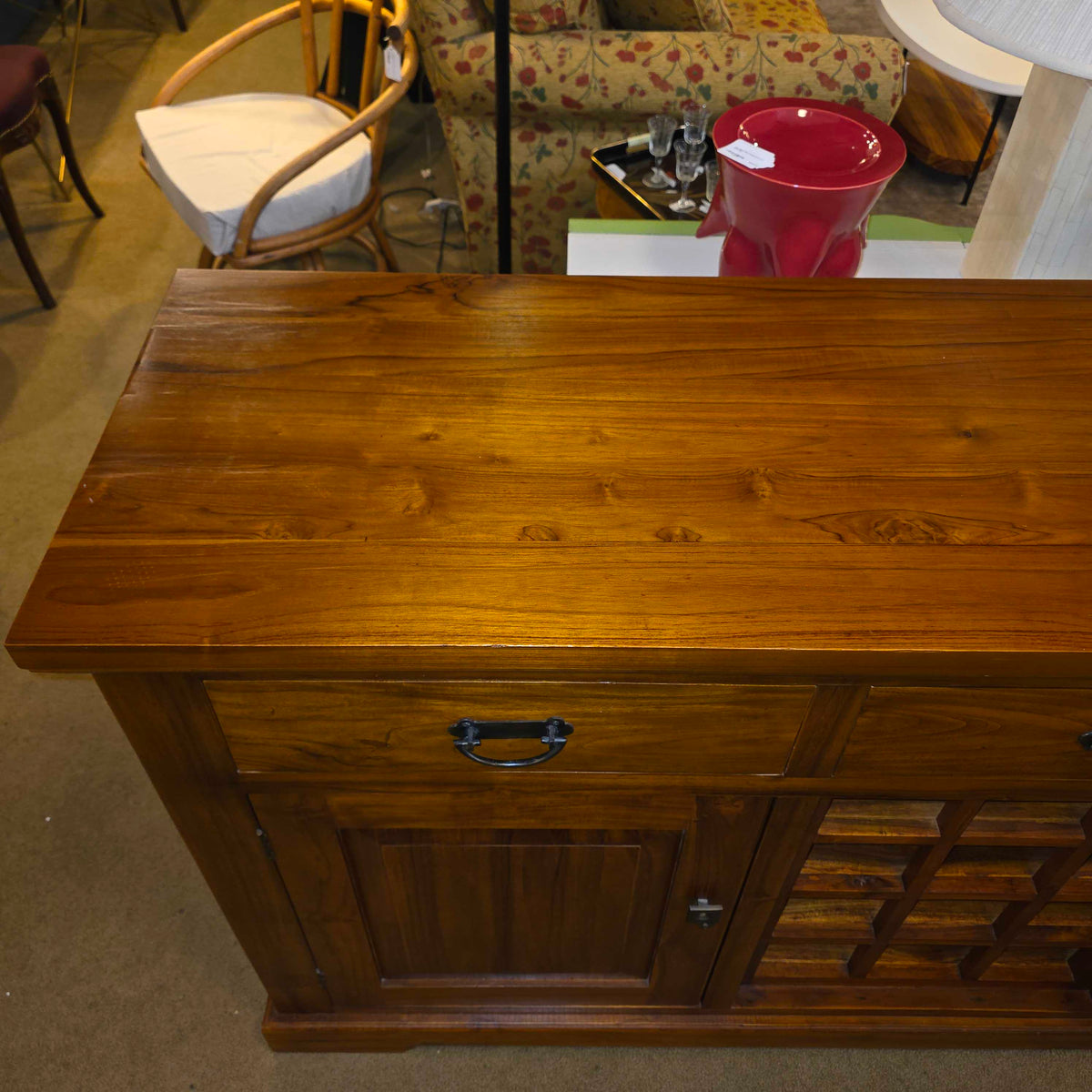 Large Wood Credenza w/ Wine Rack