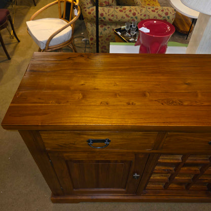 Large Wood Credenza w/ Wine Rack