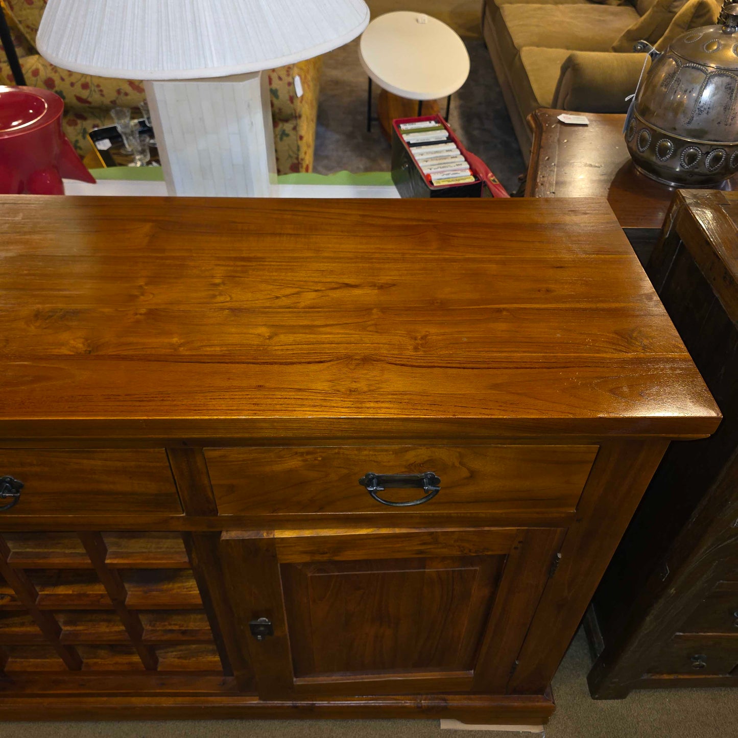 Large Wood Credenza w/ Wine Rack