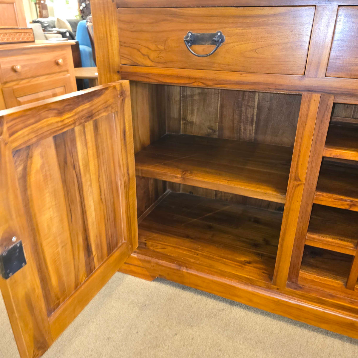 Large Wood Credenza w/ Wine Rack