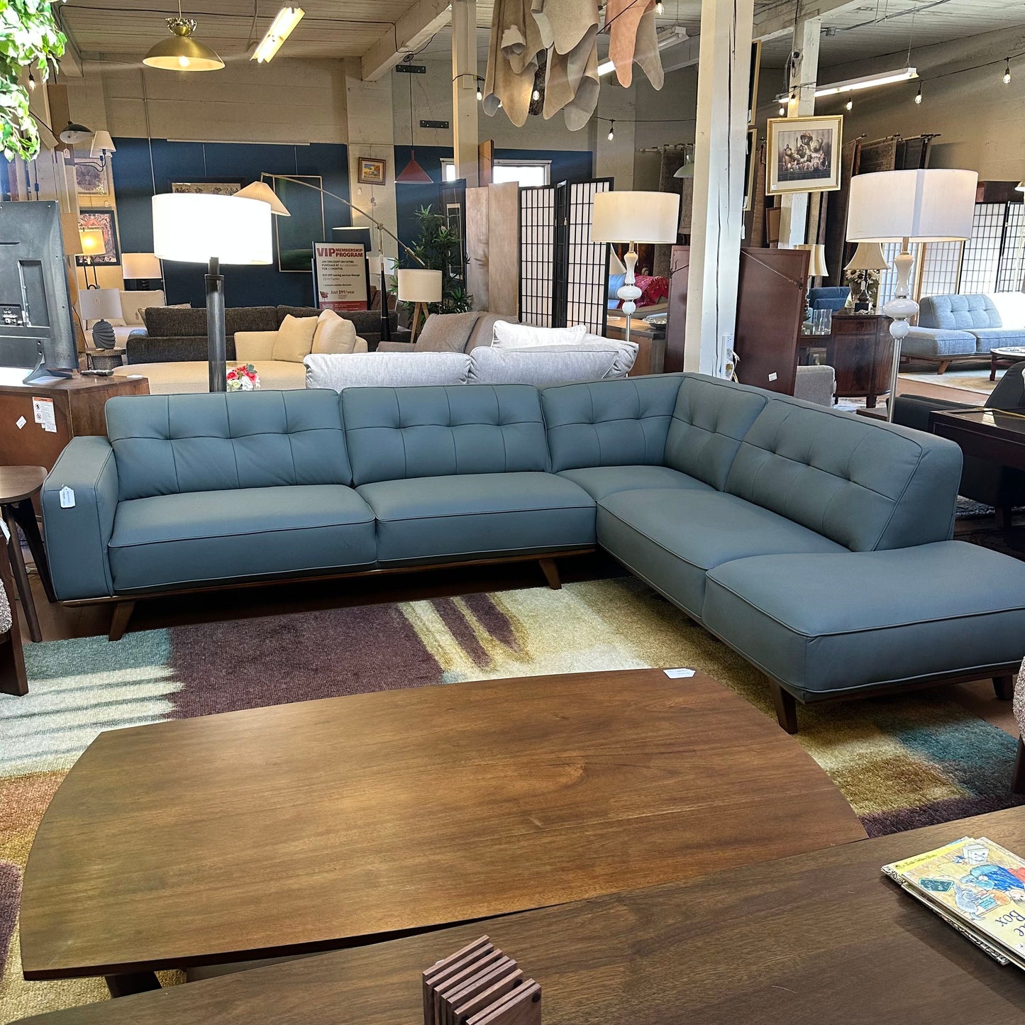 Odense Azure Leather RAF Sectional