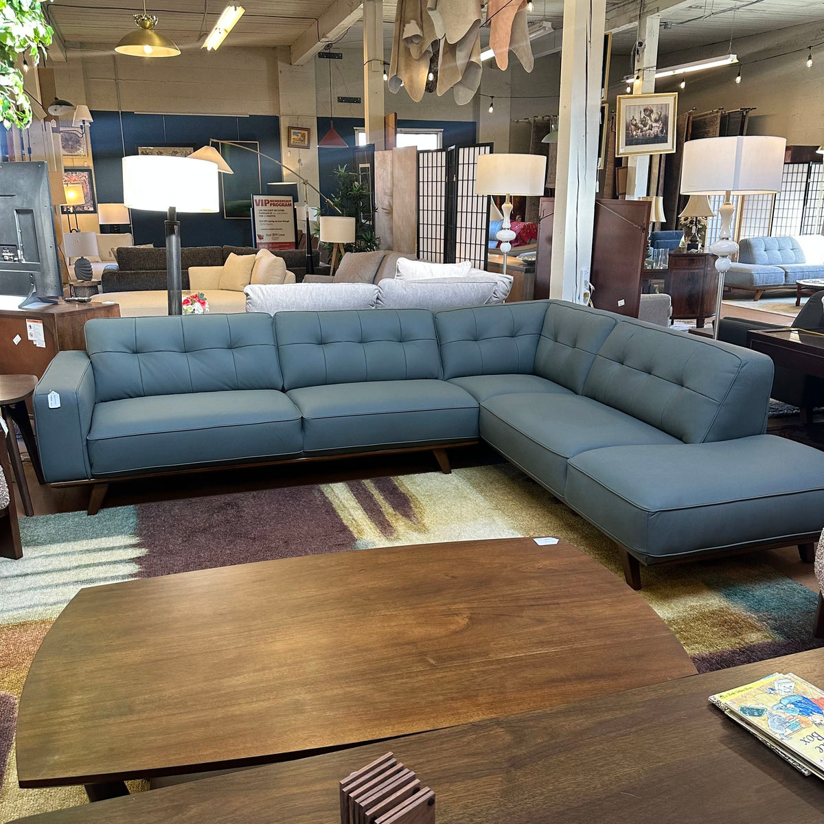 Odense Azure Leather RAF Sectional U SECTIONALS RAF