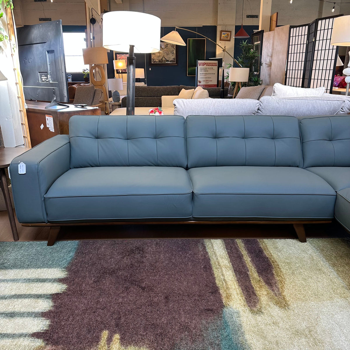 Odense Azure Leather RAF Sectional U SECTIONALS RAF