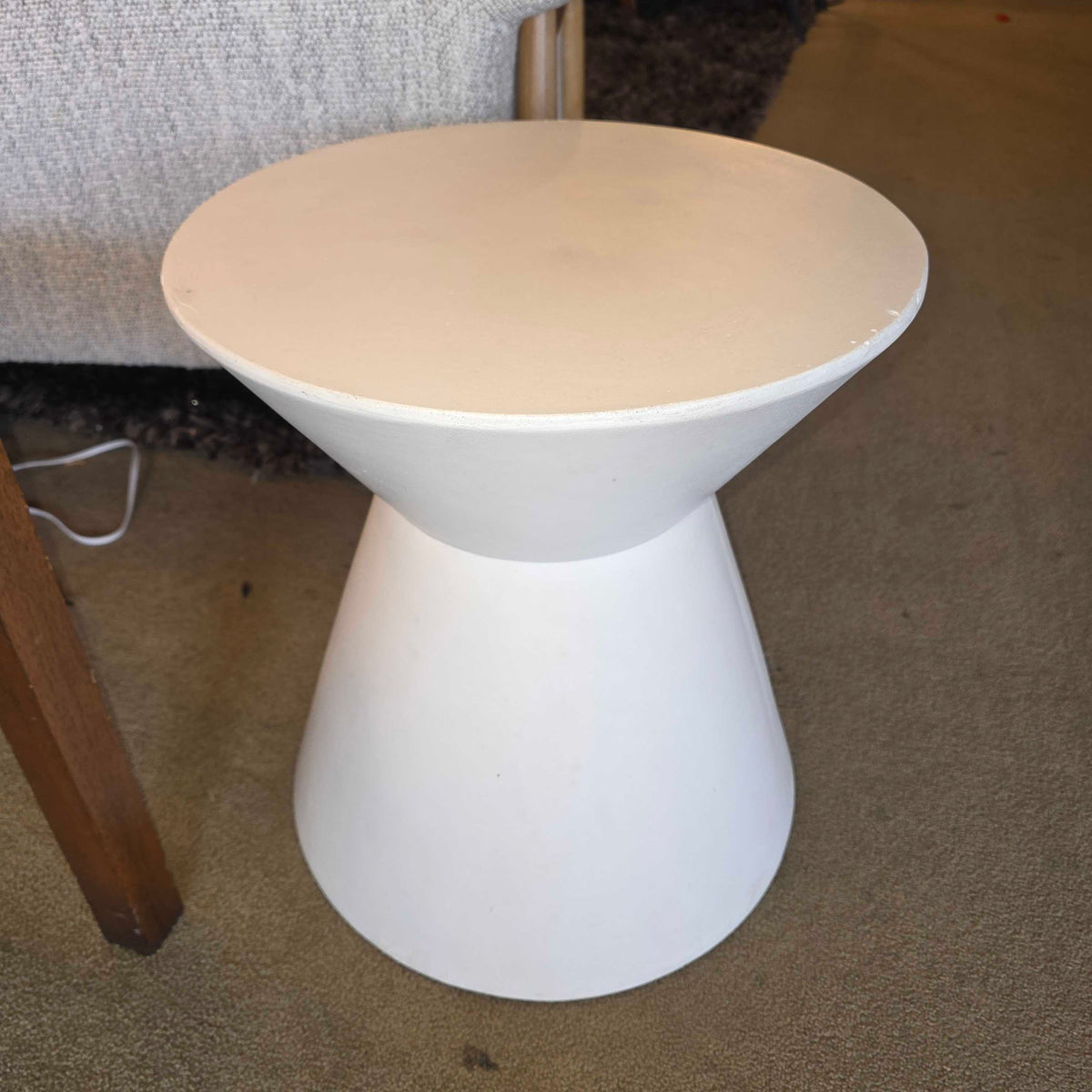 White Goblet Sculptural End Table