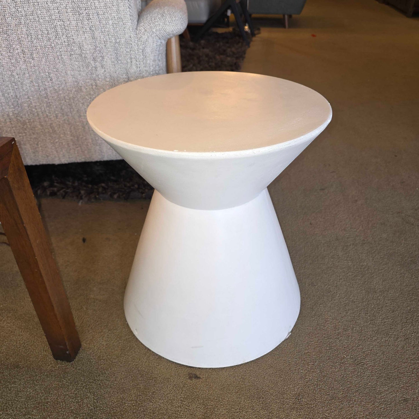 White Goblet Sculptural End Table