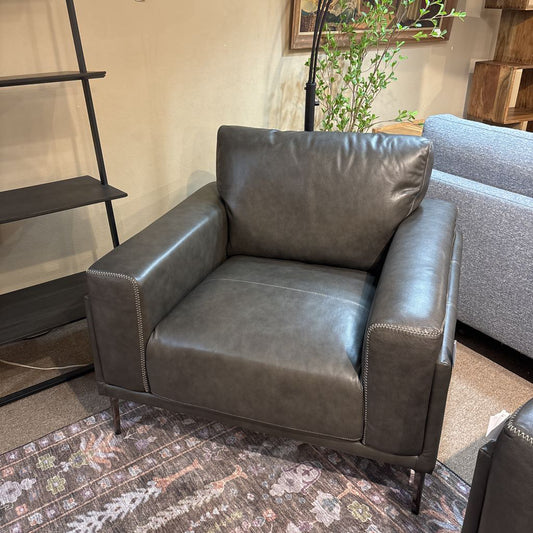 Charcoal Leather Accent Chair