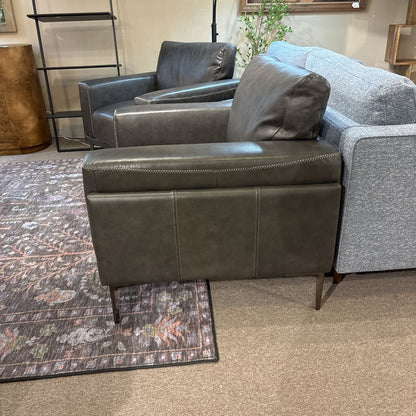 Charcoal Leather Accent Chair