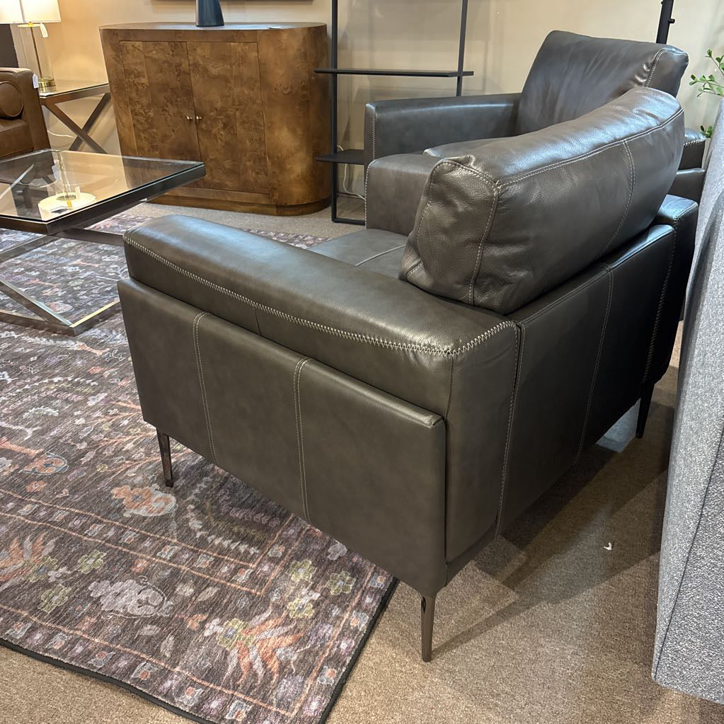 Charcoal Leather Accent Chair