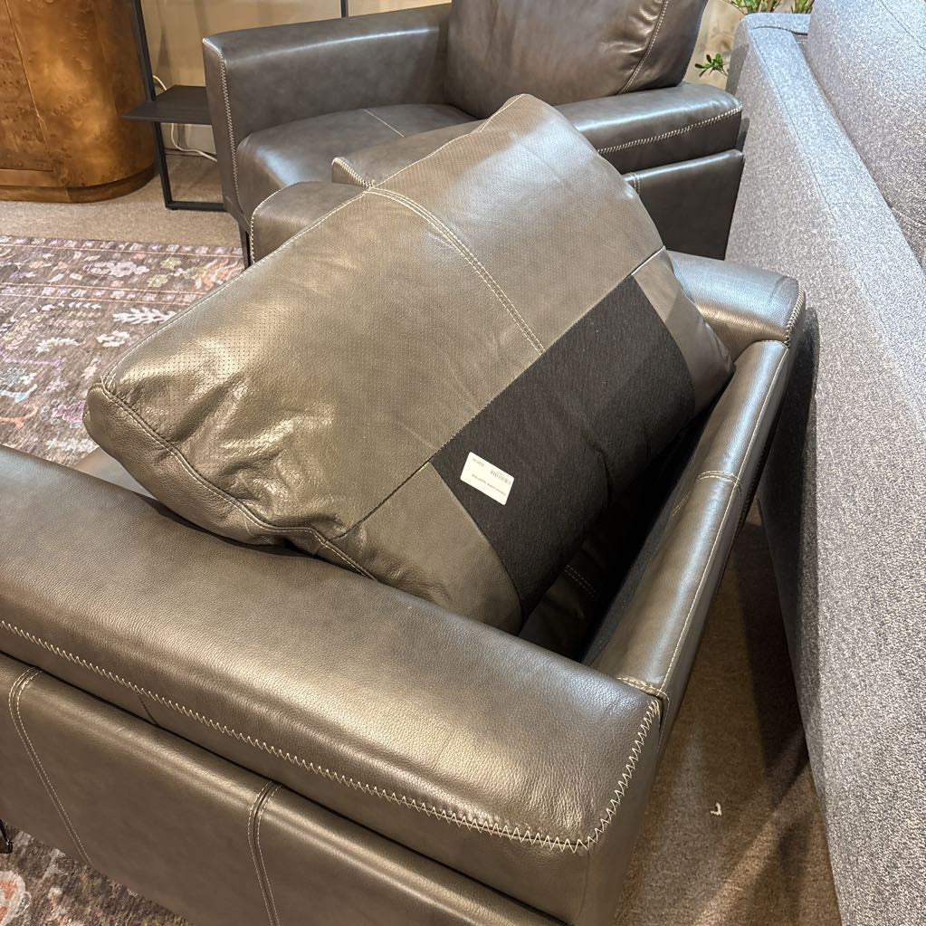 Charcoal Leather Accent Chair