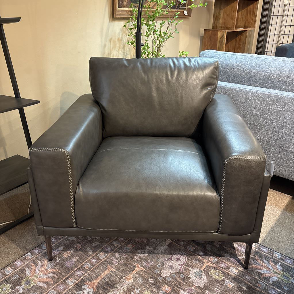 Charcoal Leather Accent Chair