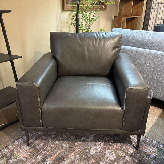 Charcoal Leather Accent Chair
