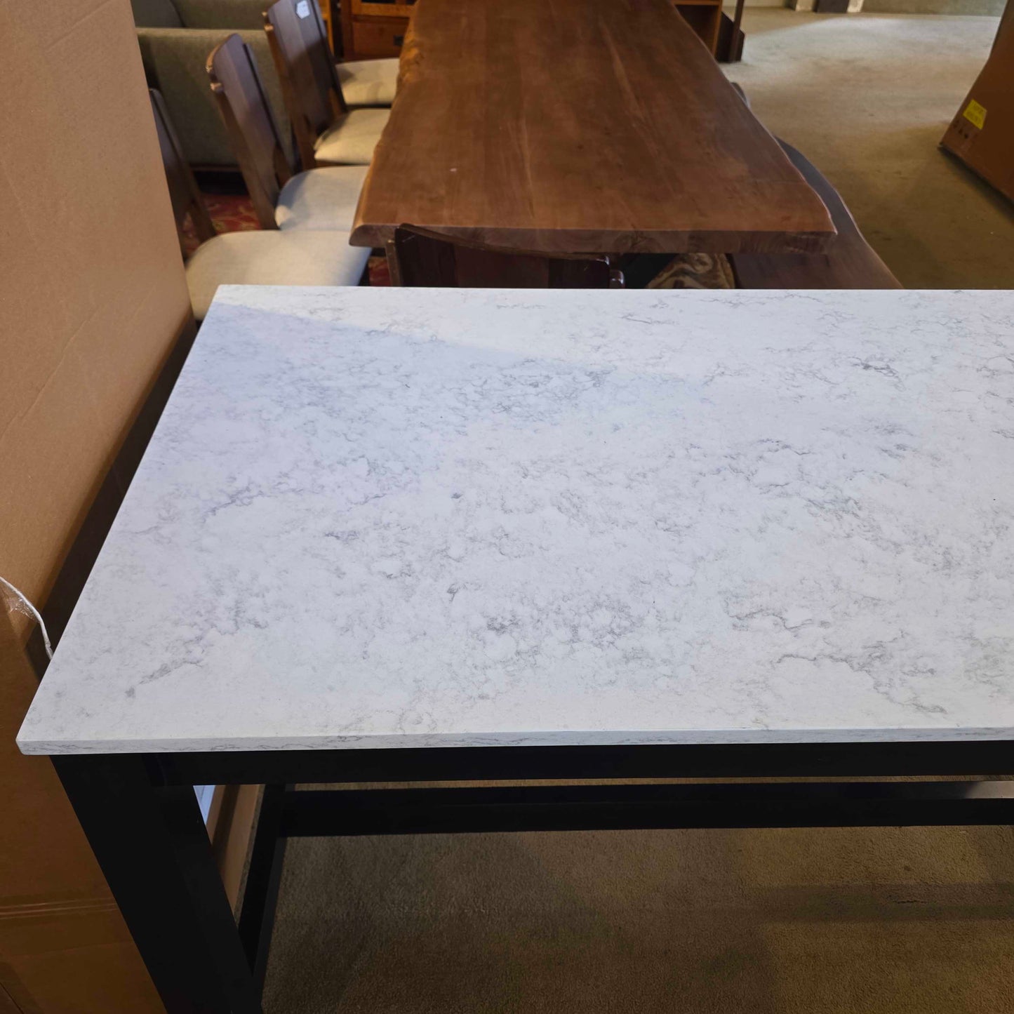 Room & Board Marbled White Quartz Trestle Counter Table