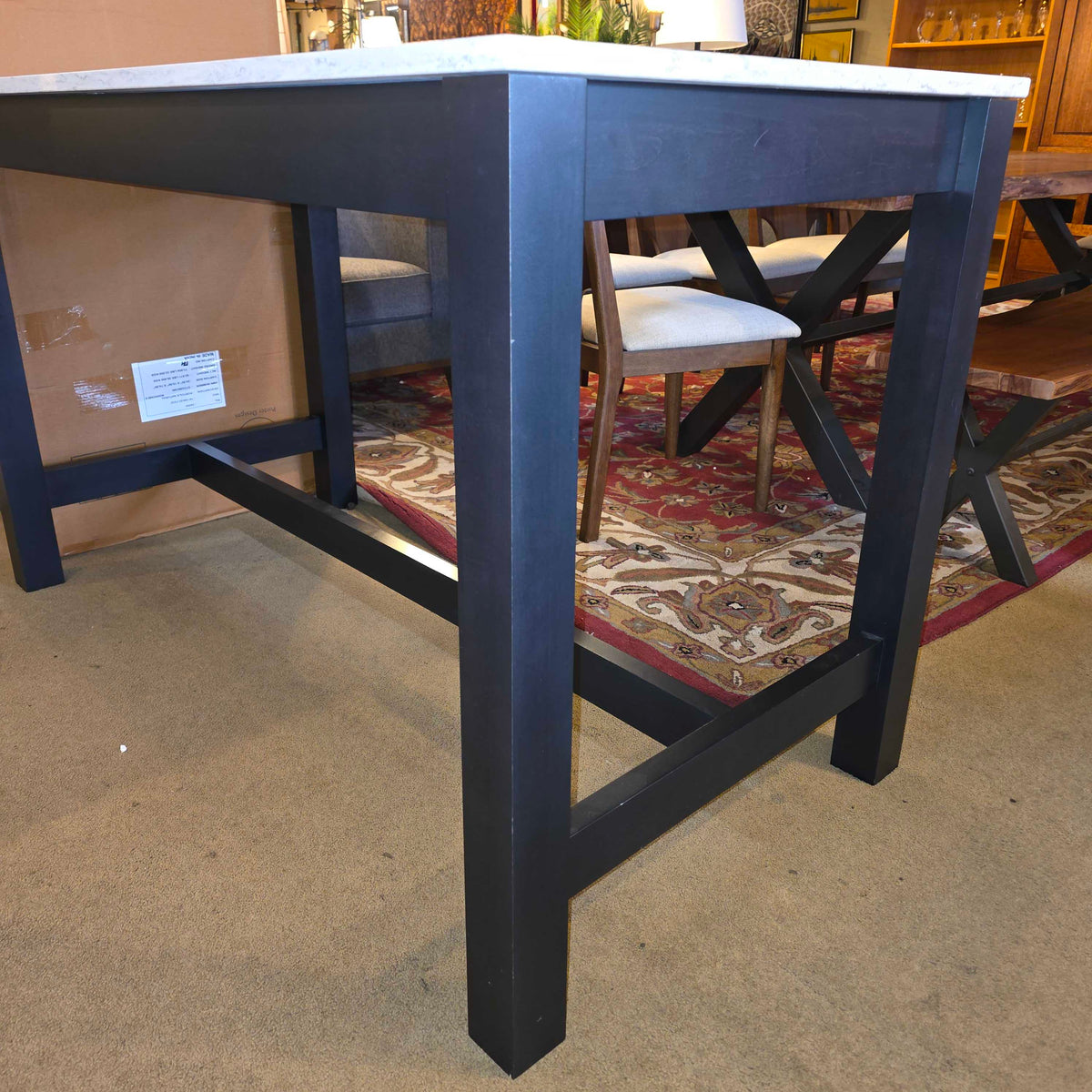 Room & Board Marbled White Quartz Trestle Counter Table