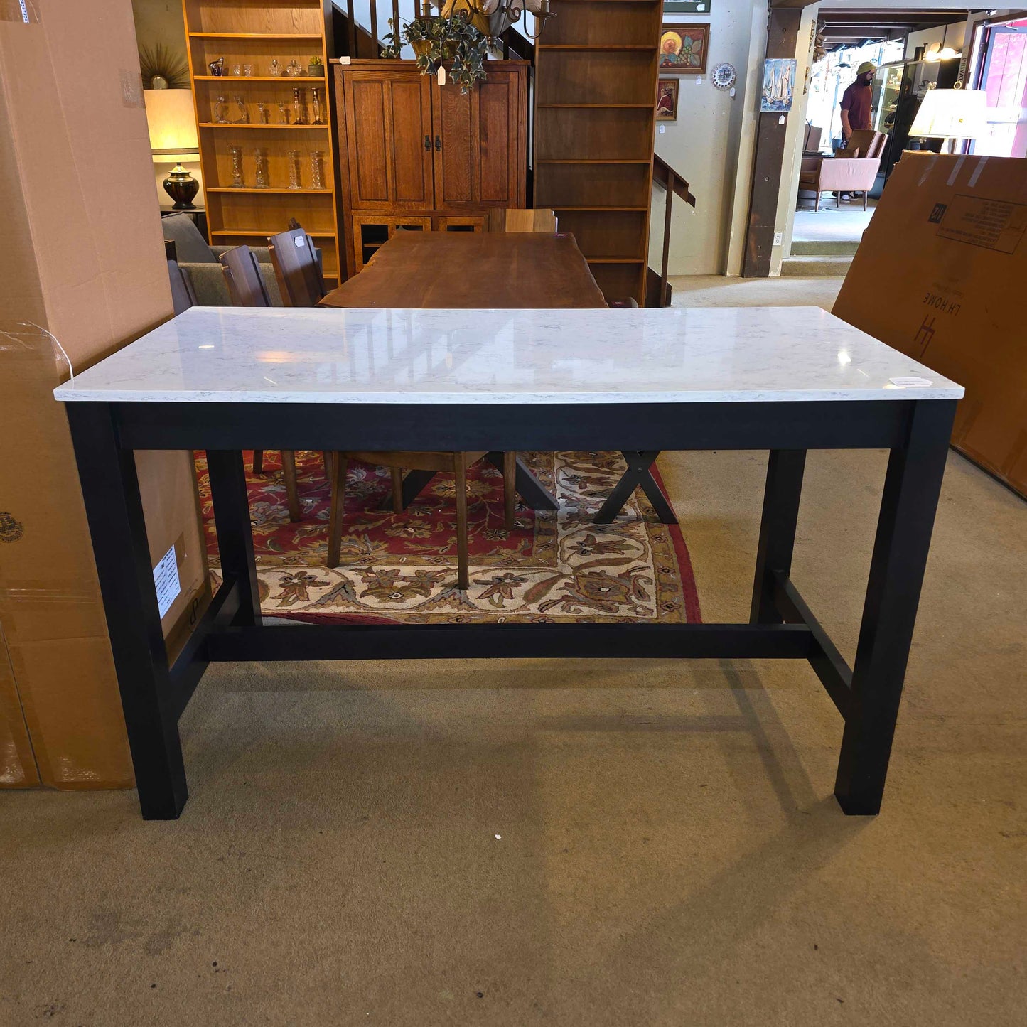 Room & Board Marbled White Quartz Trestle Counter Table
