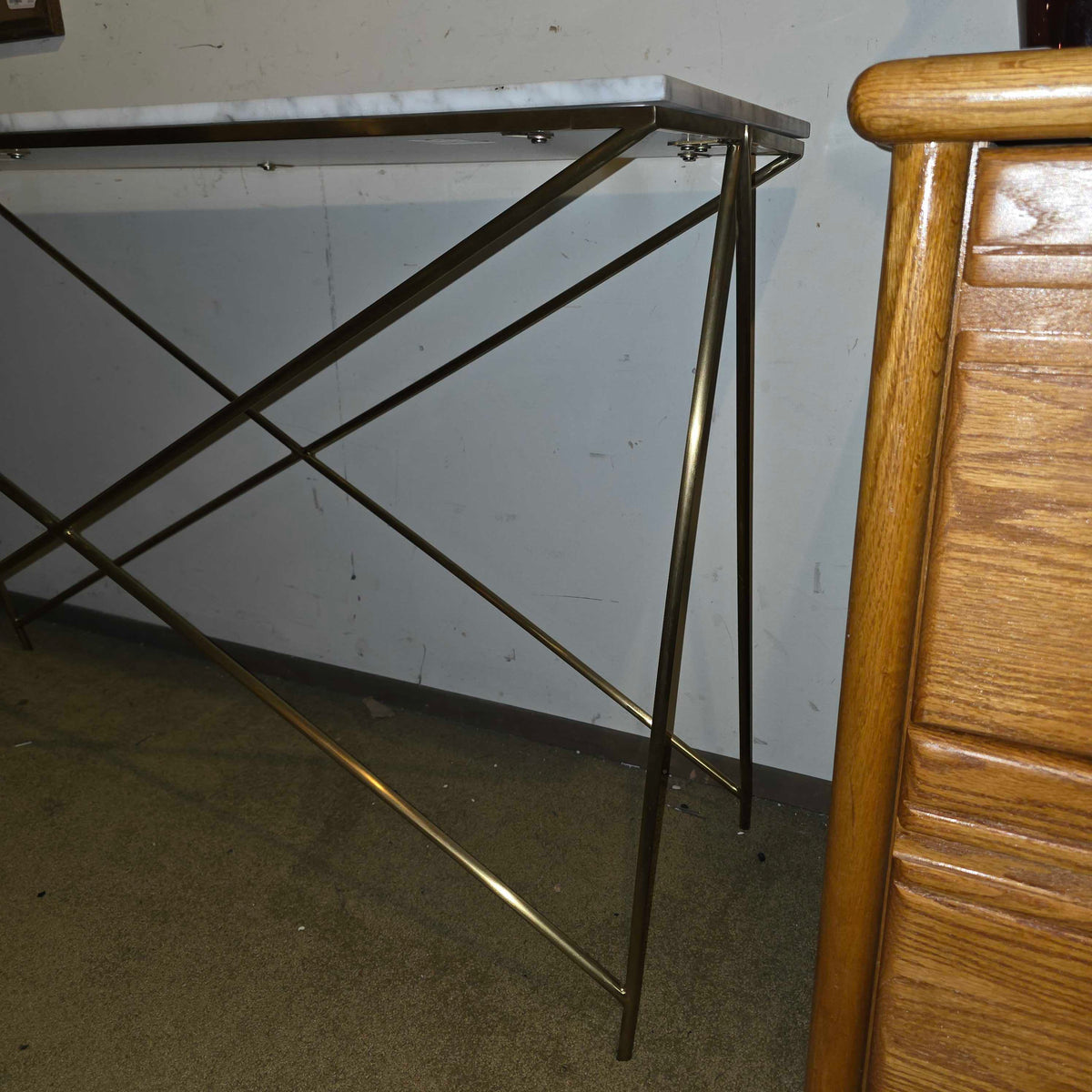 Marble Top Console Table w/ Gold Base