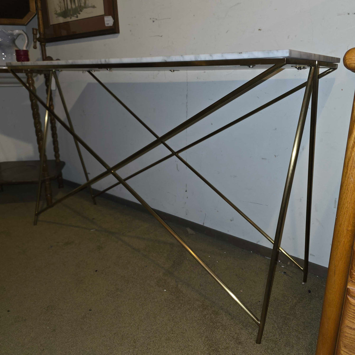 Marble Top Console Table w/ Gold Base