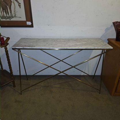 Marble Top Console Table w/ Gold Base