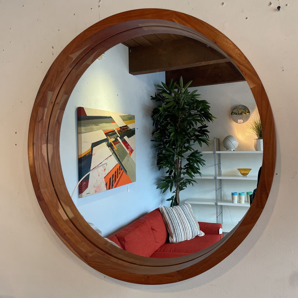 Poly & Brek Round Wooden Mirror