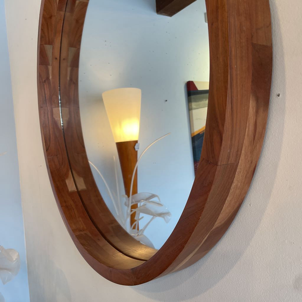 Poly & Brek Round Wooden Mirror