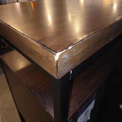 Walnut Finish & Metal Modern 4 Drawer Buffet