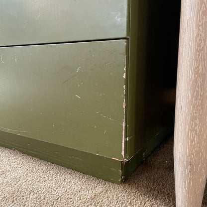 Frederick and Nelson Olive 7 Drawer Highboy with Silver Pulls