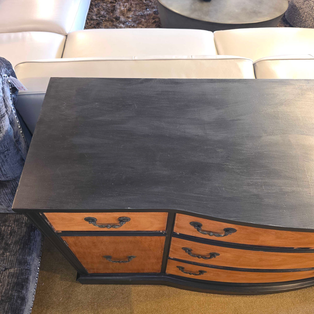 Black Painted & Oak 4 Drawer 2 Door Buffet