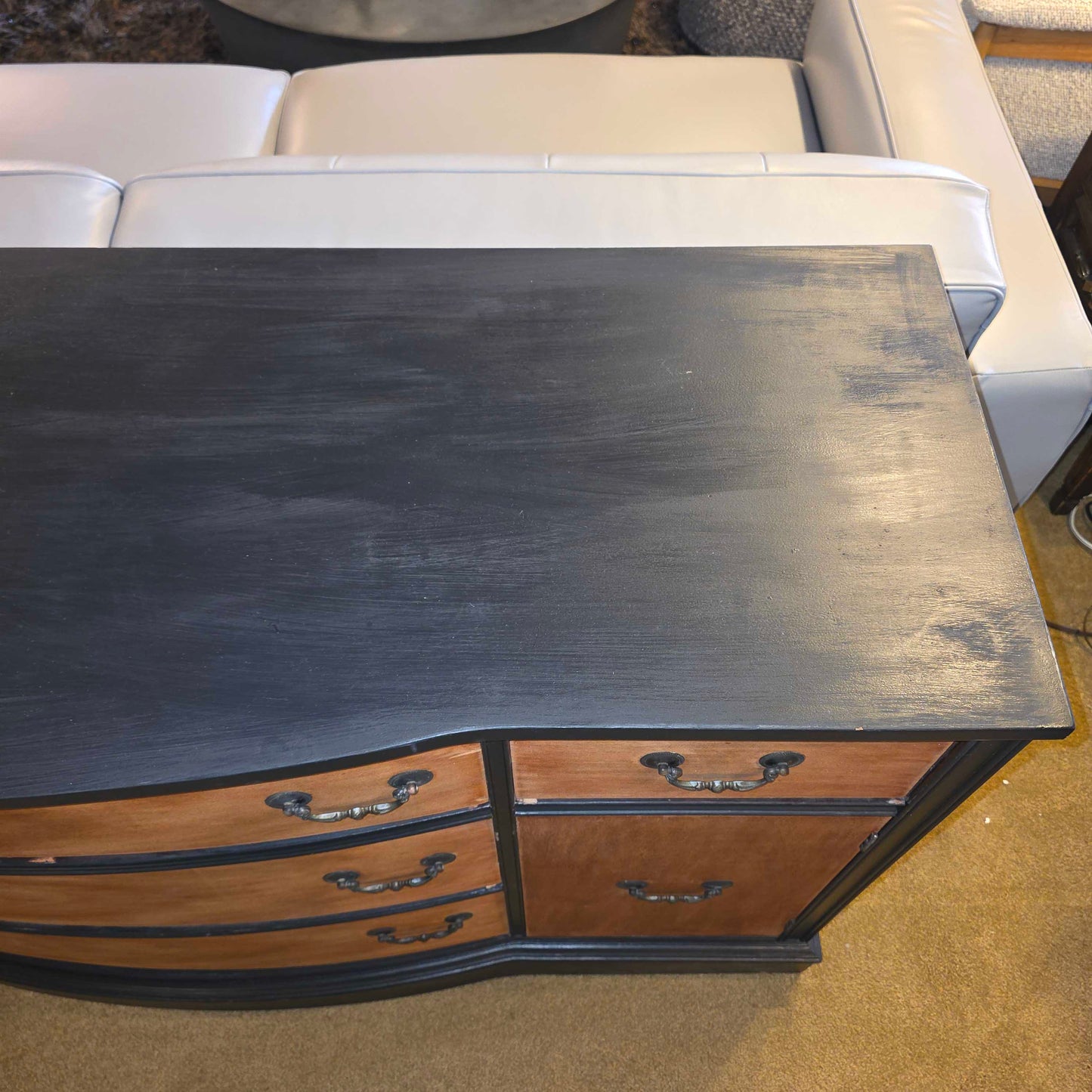 Black Painted & Oak 4 Drawer 2 Door Buffet