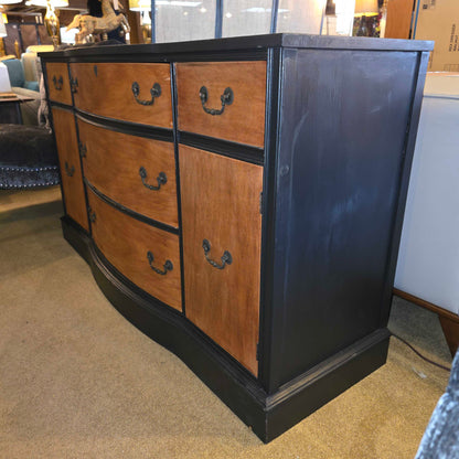 Black Painted & Oak 4 Drawer 2 Door Buffet