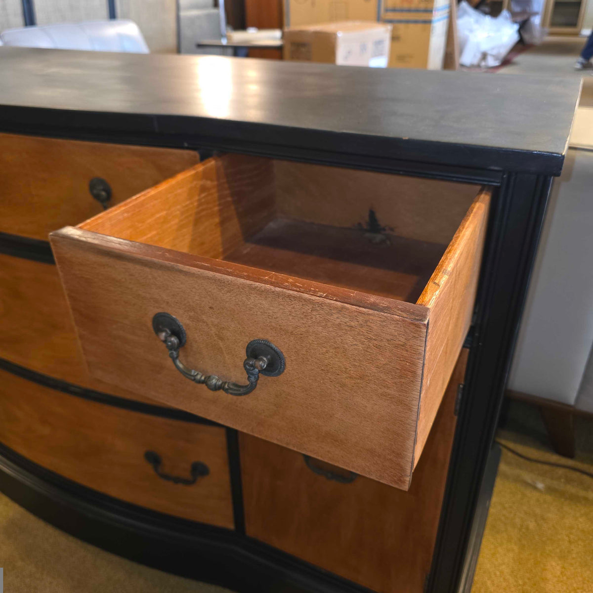 Black Painted & Oak 4 Drawer 2 Door Buffet