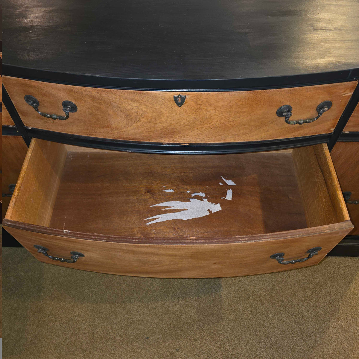 Black Painted & Oak 4 Drawer 2 Door Buffet