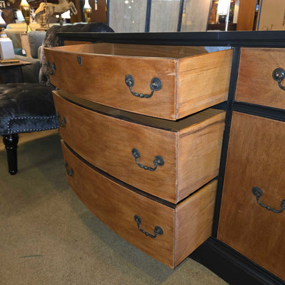 Black Painted & Oak 4 Drawer 2 Door Buffet