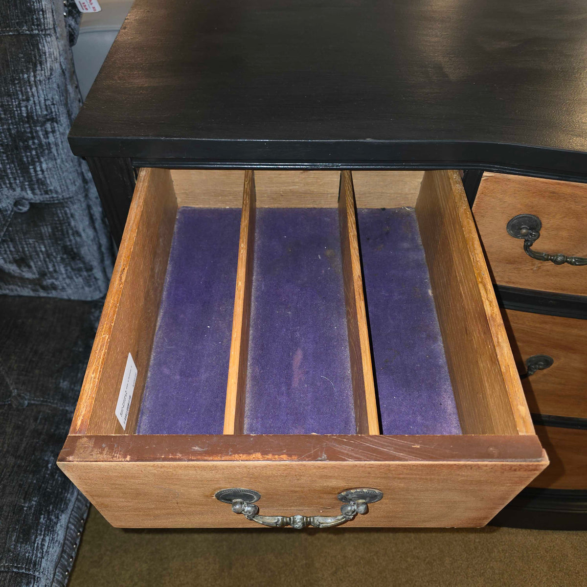 Black Painted & Oak 4 Drawer 2 Door Buffet