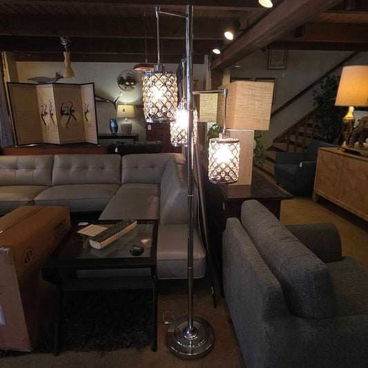 Chrome Triple Hanging Jeweled Floor Lamp