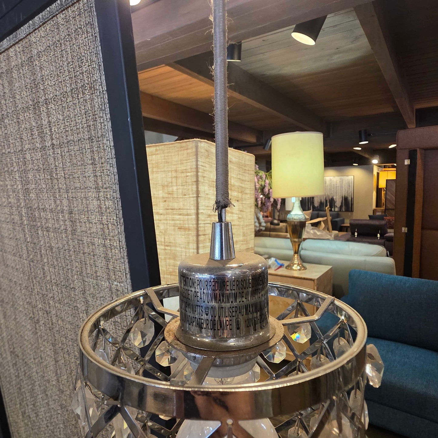 Chrome Triple Hanging Jeweled Floor Lamp