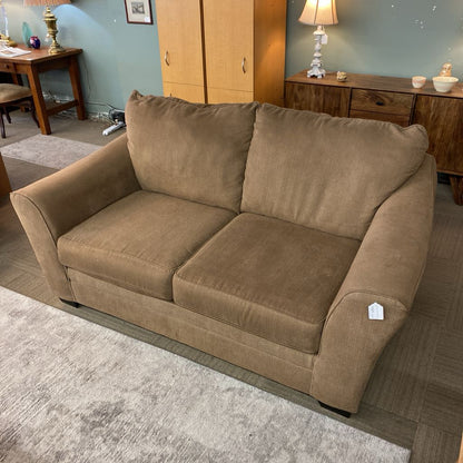 Brown Curved Arm Loveseat