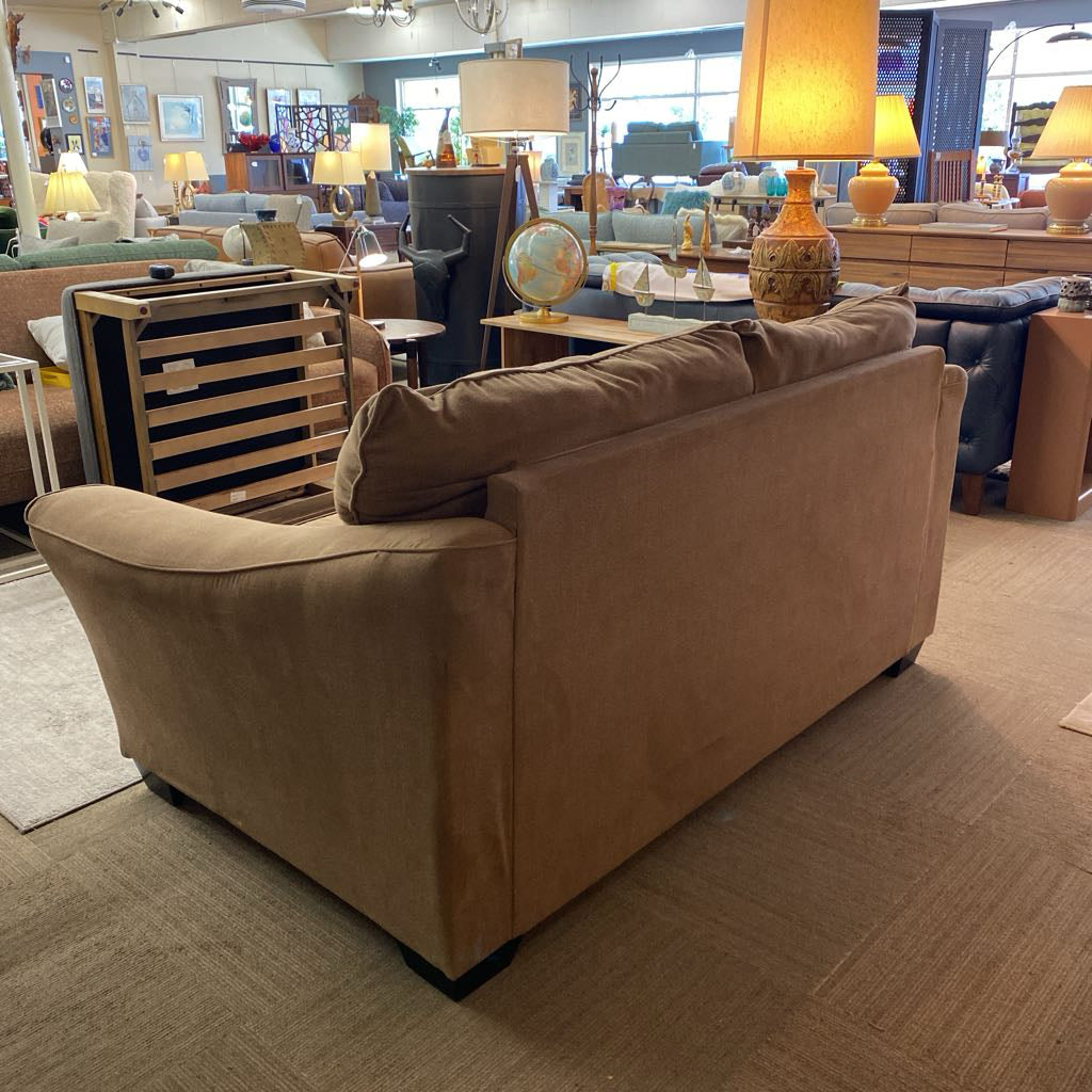 Brown Curved Arm Loveseat