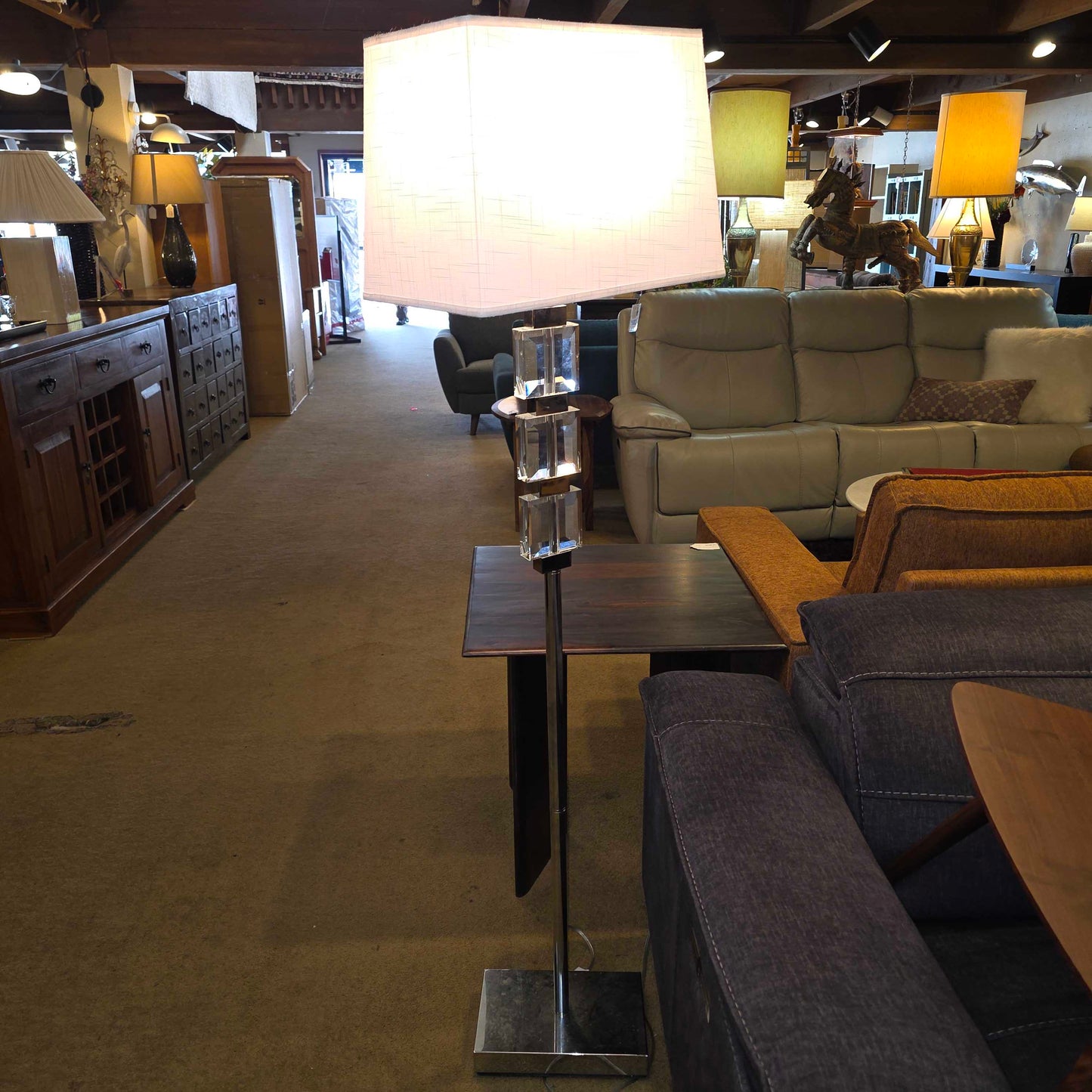 Triple Acrylic Square and Chrome Floor Lamp