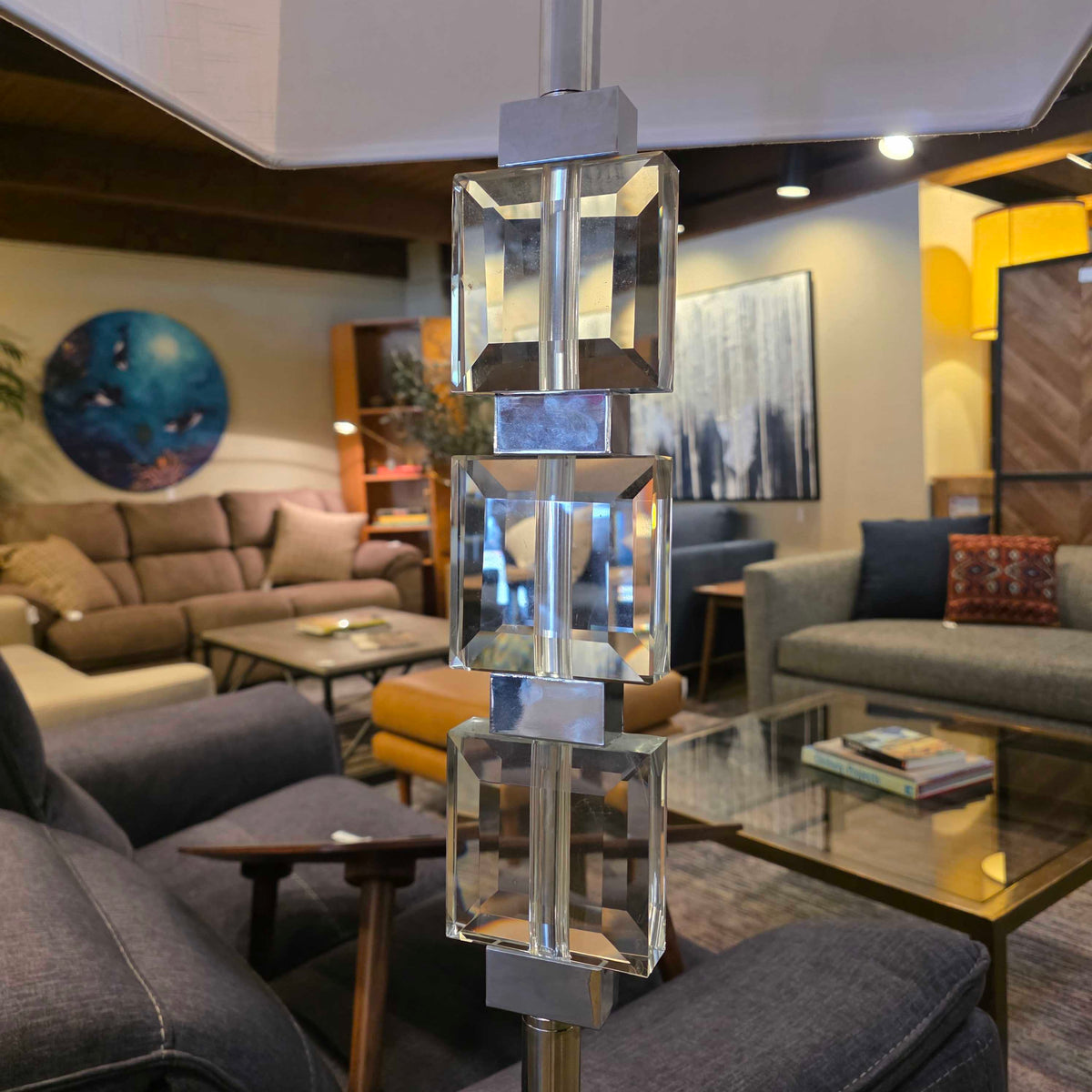 Triple Acrylic Square and Chrome Floor Lamp