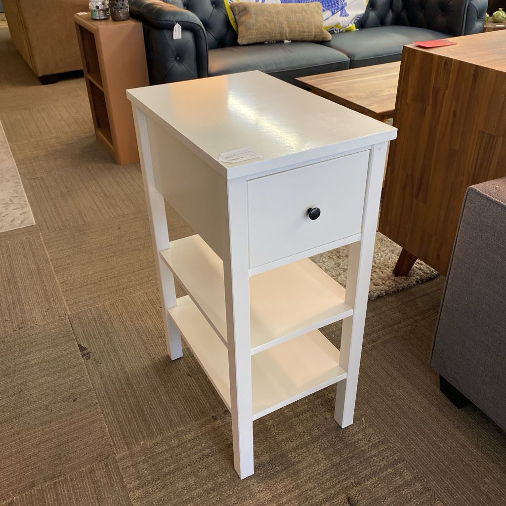 White One Drawer Two Tier Side Table
