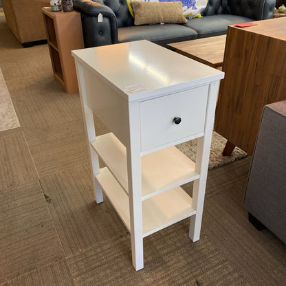 White One Drawer Two Tier Side Table