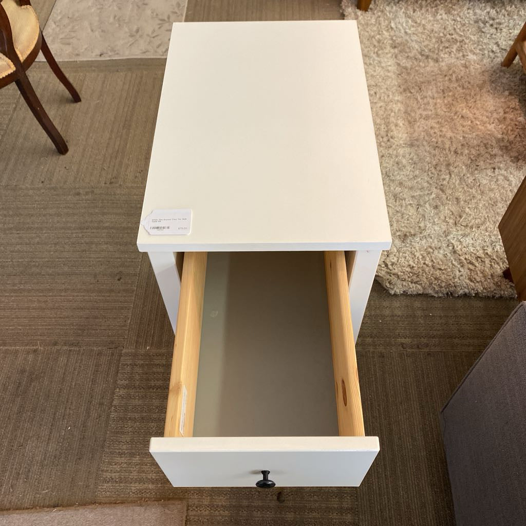 White One Drawer Two Tier Side Table