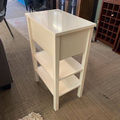 White One Drawer Two Tier Side Table