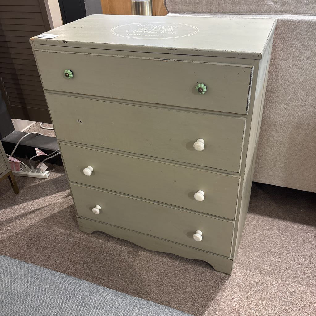 French Provincial Light Blue Solid Wood (AS IS) Chest