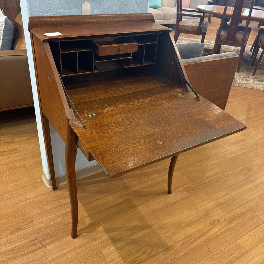 Vintage Solid Oak Secretary Desk