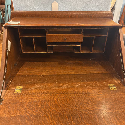 Vintage Solid Oak Secretary Desk