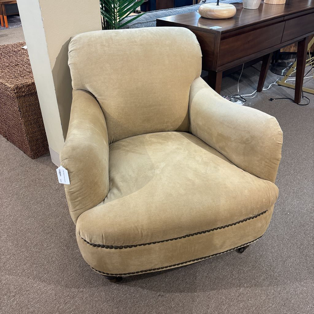 Taupe Nailhead Accent Chair