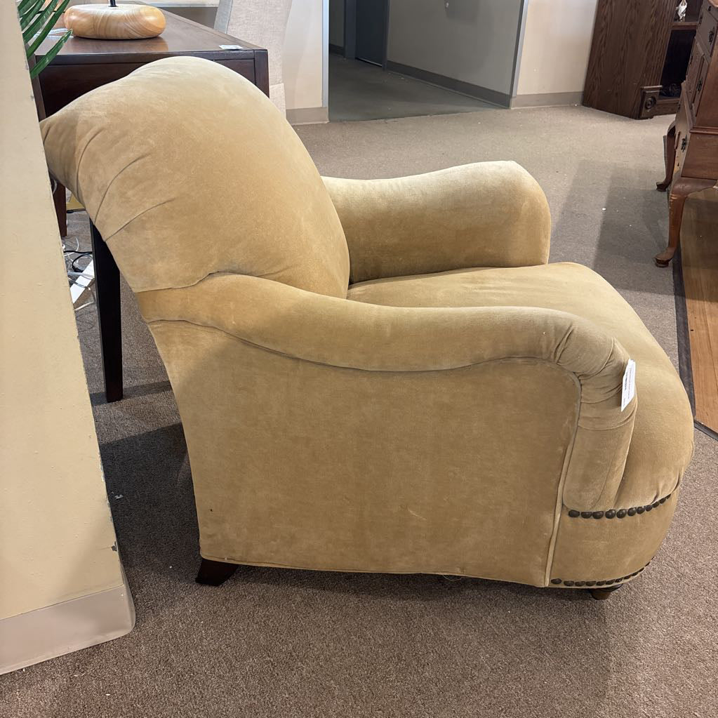 Taupe Nailhead Accent Chair