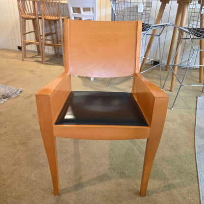 Matthew Hilton XO 1980's Post Modern Dining Chair with black Leather Seats SET OF 4